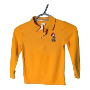 Janie and Jack Disney Mickey Mouse Polo Long Sleeve Golden Glow‎ Size 5